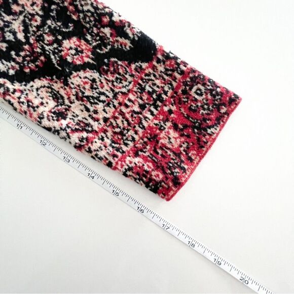 Billabong Open Cardigan Tapestry Knit Pattern Red Black Boho Hippy Women's 8 - Picture 6 of 7